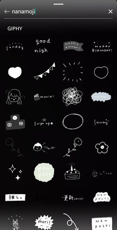 an iphone screen with various stickers on it