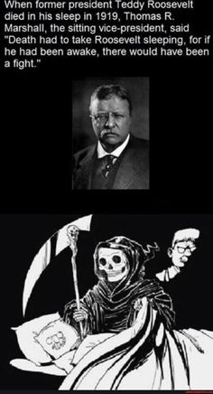 a black and white photo with an image of a skeleton holding a flag in it's hand