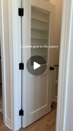 an open white door with the words hidden gems in the pantry on it's side