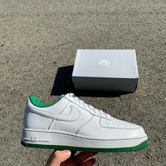 Nike Air Force 1 Contrast Stitch - White Pine Green 2020 Size 11.5 Ds Og All Casual Nike Air Force 1 White With Contrast Sole, Casual Nike Air Force 1 With Contrast Sole, Nike Air Force 1 White Leather With Contrast Sole, White Leather Nike Air Force 1 With Contrast Sole, White Athletic Sneakers, Shoes Nike Air Force, Nike React Element 87, Nike Vapor Max, Nike Air Max 2015