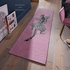 a pink rug with a zebra on it