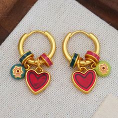 49309956931905 Heart Charm Enamel Earrings, Gold Enamel Heart Charm Earrings, Heart-shaped Enamel Earrings With Charm, Valentine's Day Heart Charm Enamel Earrings, Enamel Earrings With Heart Charm As Gift, Enamel Heart Charm Earrings As Gift, Valentine's Day Enamel Dangle Earrings, Multicolor Heart Charm Dangle Earrings, Multicolor Heart Charm Drop Earrings