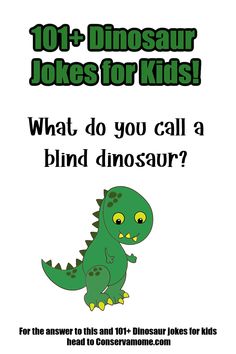 a poster with the words 101 dinosaur jokes for kids what do you call a blind dinosaur?