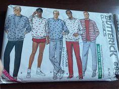 an image of men's sweaters and pants sewing pattern on a piece of cloth