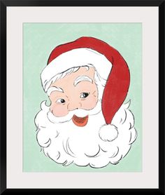 a drawing of santa claus wearing a red hat