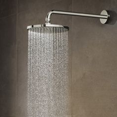 a shower head with water flowing from it