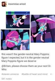 an image of a cartoon character with text that reads, this was the gender - neutral mary poppins figure expected, but it is the gender neutral mary poppin's