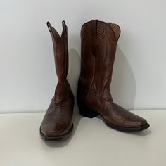 Black Jack Boots Brown Cowboy Boots Etched Deisgn Like New Condition Size 9 Leather Classic Heeled Boots For Western-themed Events, Western Style Fitted Chelsea Boots With Round Toe, Western Boots With Wide Calf And Round Toe, Western Business Boots With Leather Sole, Western Brown Boots For Business, Western Style Brown Boots For Business, Western Style Brown Business Boots, Western Almond Toe Boots For Business, Western Style Almond Toe Boots For Business