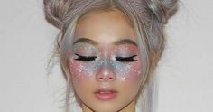 Alien Make-up, Unicorn Makeup Halloween, Unicorn Costume Kids, Halloween Make-up Looks, Alien Makeup, Galaxy Makeup, Clever Halloween, Cute Halloween Makeup, Halloween Makeup Pretty