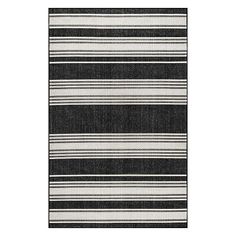 a black and white striped rug