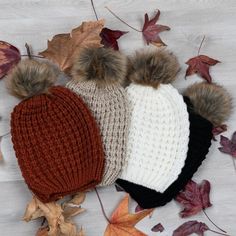 Aspen Textured Knit Beanie With Pom - Etsy