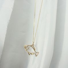 Fish Neclace 14k Solid Gold Solitaire Diamond Gemstone Fish Animal Pendant Gold Pisces Necklace Birthday Gift For Her Handmade Fine Jewelry ▶ 𝙋𝙍𝙊𝘿𝙐𝘾𝙏 𝙁𝙀𝘼𝙏𝙐𝙍𝙀𝙎 * 14k Solid Gold Necklace * Total Carat: 0.01 ct * Diamond Quality: G Colour VS Clarity * Total Numbers Of: 1 * Fish Width: 2 cm ( 0.78 inches) * Fish Length: 1.50 cm ( 0.59 inches) ❤️Fish Symbol Meaning The Pisces symbol meaning is known as the last zodiac sign in the horoscope rating. It symbolizes the primacy of all zodia Elegant 14k Gold Fish-shaped Jewelry, Elegant Fish-shaped Formal Jewelry, Gold Fish-shaped Necklace For Gift, Elegant Yellow Gold Fish Shaped Necklace, Pisces Necklace, Fish Animal, Minimalist Diamond Rings, Ocean Necklace, Fish Necklace