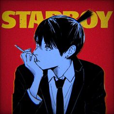 New Years Anime Pfp, Starboy Anime Icons, Starboy Anime Pfp, The Weeknd Anime, Anime Starboy, Starboy Cover, Aki Hayakawa, The Weeknd Poster, Cover Art Design