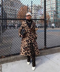 Meet Grece Ghanem, the 52-Year-Old With the Best Style | Who What Wear UK Leopard Print Beanie, Coat Trends, Yellow Outfit