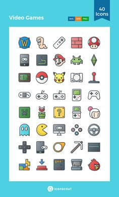 the video game icon set is shown