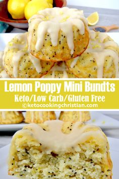 lemon poppy mini bundts with glaze on top