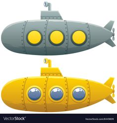 two yellow submarines side by side on a white background