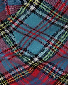 a blue, red and green plaid fabric