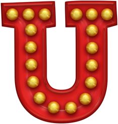 the letter u is made up of gold balls