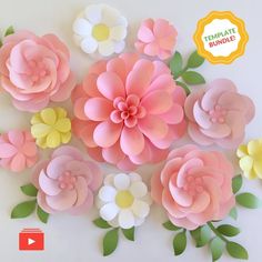 Paper flower backdrop diy kit Sunflower Ideas, Large Paper Flowers Diy, Paper Flower Video, Paper Flower Backdrop Diy, Paper Flower Decor, Large Paper Flowers, Paper Flower Template, Paper Flower Backdrop, Handmade Flowers Paper