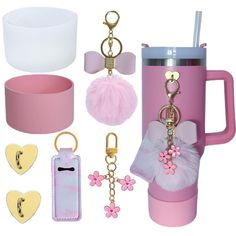 PRICES MAY VARY. Pink Accessories for Stanley Cup 40OZ:2 High quality silicone cup boot cover for Stanley 40Oz Tumbler with handle or for Gym Sports Water Bottle with 7.5cm dia Cute Water Bottle Charms:Put the heart hook to your water bottle and you can decorate your bottle with our lipstick bag and pompom ball,or DIY with your airpods and keychain.Your water bottle will definitely be the most special one in the crowd. Protect and Decorate your Bottle:Two colors water bottle boots can protect yo Chicken Board, Stanley 40oz Tumbler, Boot Holder, Stanley Accessories, Stanley Water Bottle, Cup Charms, Adhesive Hooks, Cute Water Bottles, Lip Balm Holder