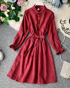 Cute A line long sleeve dress autumn clothing 1068 – girlhomeshops Solid Color Long Sleeve Dress For Fall, Red Long Sleeve Dress For Fall, Casual Long Sleeve Solid Color Dress For Winter, Solid Color Long Sleeve Midi Dress For Fall, Solid Long Sleeve Long Dress For Fall, Spring Solid Color Long Sleeve Dress, Spring Long Sleeve Dress In Solid Color, Winter Solid Color Long Sleeve Midi Dress, Long Sleeve Solid Color Winter Dresses