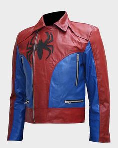 Spiderman Style Men’s Biker Real Leather Jacket Spiderman Style, Mens Biker Jacket, Biker Jacket Men, Superhero Cosplay, Marvel Merchandise, Corduroy Blazer, Real Leather Jacket, Man Fashion, Celebrity Art