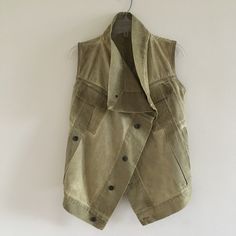 Rare Drkshdw By Rick Owens Denim Sleeveless Jacket/Vest In Bleach. It’s Coated Denim So Intentionally Stiff And Structured. Asymmetrical And Fabulous. Size Small, Good For Xs Too. Almost 15” Across Shoulders, Center Back Neck To Hem 18.5. Underarm To Underarm Across The Back 16” But Bust Is Kinda Free Size Because Of The Cut. New With Tags. Spring Utility Denim Sleeveless Vest, Spring Utility Sleeveless Denim Vest, Spring Sleeveless Utility Denim Vest, Fall Layering Denim Cotton Vest, Fall Layering Denim Vest In Cotton, Fall Layering Cotton Denim Vest, Khaki Utility Vest For Workwear, Spring Utility Cotton Vest, Spring Utility Fitted Vest