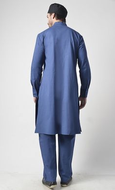 Fabric is 100% cotton twill Button down front tunic Mandarin collar Chest pocket with button Length is 42-44" Bottom Included It is a 2pc set Machine wash cold with like colors and tumble dry Long Sleeve Kurta With Button Cuffs For Workwear, Casual Long Sleeve Kurta With Button Cuffs, Casual Cotton Button-up Sets, Blue Collared Sets With Pockets, Spring Indigo Cotton Kurta, Casual Long-sleeve Kurta With Pockets, Casual Long Sleeve Kurta With Pockets, Cotton Workwear Sets With Pockets, Classic Cotton Sets With Relaxed Fit