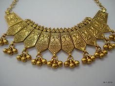 "Traditional Design Sterling Silver gold vermeil gold gilded gold plate Choker Necklace From Rajasthan India. Great Handmade Design, Good For Jewellery Collection. Note - Please check pictures carefully for more detail. Subject : Peacock. Length - 42 cm (16.5\") we can adjust the length. width with bells - 5.2 cm (2\") weight - 79 grams material - good sterling silver. gold plate on top." Antique Gold Temple Necklace With Intricate Design As Gift, Gold Temple Jewelry With Hallmark, Gold Hallmarked Temple Jewelry, Gold Plated Yellow Jewelry With Intricate Design, Gold Temple Jewelry Necklaces As Gift, Antique Gold Plated Jewelry As Gift, Ceremonial Gold Plated Yellow Jewelry, Gold Antique Plated Jewelry Gift, Yellow Gold-plated Jewelry With Intricate Design