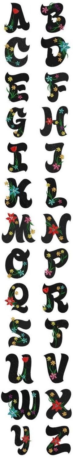 the letters are made up of different shapes and sizes, including black birds with colorful feathers