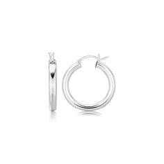 LOVCIA Premium Rhodium Plated Sterling Silver Polished Thick Hoop Earrings Thick Hoop Earrings, Snap Lock, Black Diamond Engagement, Gem Jewelry, Fine Earrings, Style Earrings, Pricing Jewelry, Ring Collections, Silver Hoops