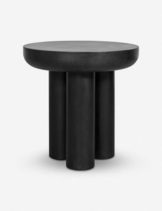 a black table with three columns on it