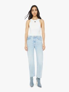 The Ditcher Zip Ankle - Light As A Feather Mother Knows Best, Light As A Feather, Summer Denim, Mother Denim, Snug Fit, Straight Leg Jeans, The Knee, Leg Jeans