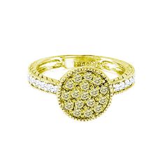 Prongs Style Code# R6443YYD_RG Setting: Prongs Dimensions: 2mm in ring's thickness and 10mm in the width and length of center circle Diamond 1: Yellow diamond Shape 1: Round Qty of Diamond 1: 17 Weight 1 CT: 0.42 Setting 1: Prong Weight 2 CT: 0.2 Total Dia Weight: 0.62 Clarity: SI Color: Yellow/GH Gold Karat: 14K Color 2: Yellow Approxe WT Grams: 3.84 Diamond Round Ring, Diamond Jewelry Store, Round Diamond Ring, Circle Diamond, Round Rings, Best Diamond, Yellow Diamond, Diamond Shape, Color 2