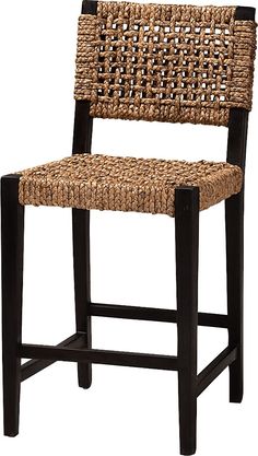 a chair made out of woven material with black legs