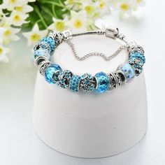 Trendy Blue Flower Bead Bracelet Jewellery Men, Jewellery Women, Gold Bracelet Simple, Bracelets Men, Bracelets Beads, Beaded Bangles Bracelets, Bracelets Charm, Mens Bracelets, Women Bracelets