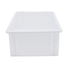 a white plastic storage box on a white background