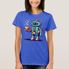 Coffee Bot: 8-Bit Robotic Barista Fashion Art, Bag Accessories, Kids Outfits, Created By