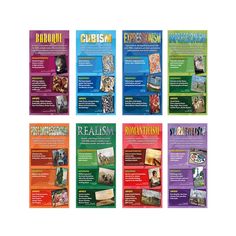 six brochures are shown with different colors and designs for each individual to use