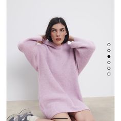 New Zara Dress Casual Pink Winter Dresses, Casual Pink Long Sleeve Mini Dress, Casual Pink Mini Dress For Winter, Casual Pink Sweater Dress For Fall, Casual Pink Fall Dress, Chic Pink Sweater Dress For Winter, Chic Oversized Pink Dress, Winter Pink Oversized Dress, Oversized Pink Winter Dress