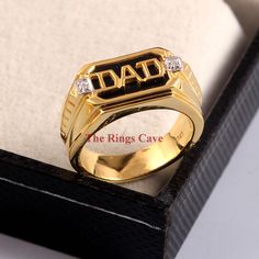 Dad Initial Letter Ring, Black Onyx Men Ring, 18K Gold Plated Silver Ring, Black Onyx Signet Ring, Personalized Gift, Gift For Father Day by TheRingsCave on Etsy Onyx Signet Ring, Letter Ring, Gift For Father, Black Onyx Stone, India Jewelry, Men Ring, Black Onyx Ring, Ring Black, Onyx Ring