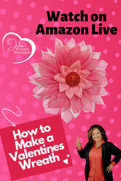 Are you looking for a new wreath for Valentines Day? This beautiful wreath is just what you have been looking for! Julie shows you step by step how to create this stunning mesh wreath in her Amazon live demo. Choose your favorite color mesh and your center option and create your own unique look for your Valentines wreath. This will look perfect on your front door!
#julie'swreathboutique #amazonlive #Valentinesday #ValentinesDIY #frontdoorwreath #meshwreath Burlap Wreath Tutorial, Floral Crafts, Valentines Wreath, Burlap Decor, Burlap Wreaths, Wreath Making, Floral Craft