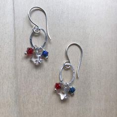 Independence Day Earrings, 4th of July Earrings, Patriotic Earrings, Red, White, and Blue earrings, Patriotic Earrings For 4th Of July, Patriotic Earrings Diy, Patriotic Red Star-shaped Earrings, Patriotic 4th Of July Earrings, Red Sterling Silver Star-shaped Jewelry, Red Star Shaped Sterling Silver Jewelry, Red Star-shaped Sterling Silver Jewelry, Patriotic Silver Dangle Earrings, Silver Dangle Patriotic Earrings