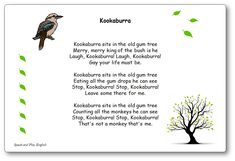 a poem written in the language kookabura with an image of a bird perched on a tree