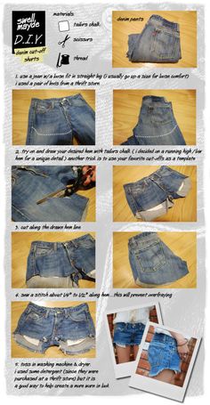 the instructions for how to sew denim shorts with pockets and zippers on each side