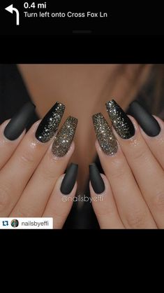 New Years Eve Nails, Black Nail Art, Gold Nail, Super Nails, Ombre Hair Color, Sparkly Nails, Prom Nails