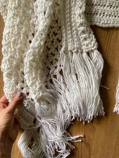 Crochet Shawl, White, Handmade, With Fringe, - Etsy White Crochet Shawl For Winter, Winter White Crochet Shawl, White Bohemian Winter Shawl, White Crochet One-size Shawl, White Fringed Shawl For Winter, White Fringe Shawl For Winter, White Fringed Winter Shawl, Bohemian White Crochet Shawl, White Crochet Lace Shawl One Size