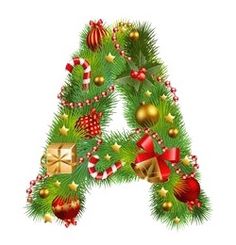 the letter i is decorated with christmas decorations