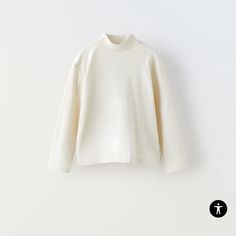 Zara 4-5 Yes Long Sleeve Tee Zara Long Sleeve Tops In Solid Colors, Winter Solid Color Tops By Zara, Zara Cream Long Sleeve Tops, White Zara Top For Winter, Zara White Winter Top, Winter White Zara Top, Winter Cotton Tops By Zara, Zara Cotton Tops For Winter, Zara Shirt